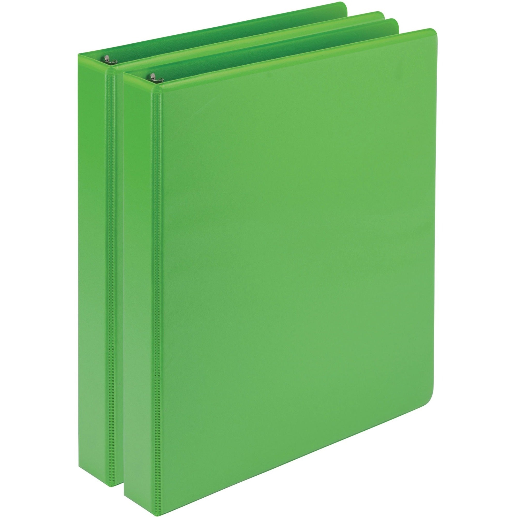 Samsill Earth's Choice Plant-based View Binders, 1" Capacity, Letter Size, 3 Round Rings, 2 Internal Pockets, Lime, Durable, Recycled, Clear Overlay, 2 Pack