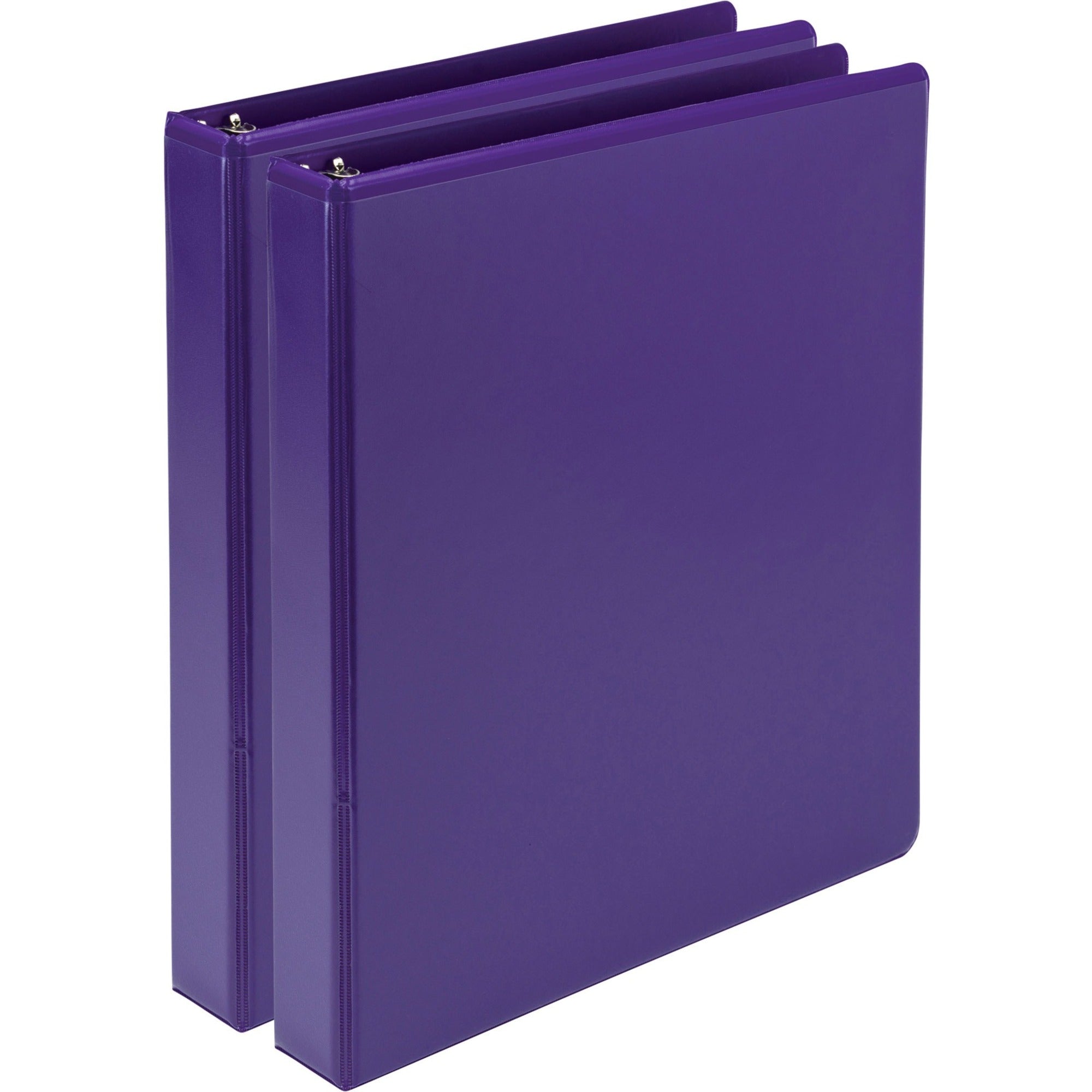Samsill Earth's Choice Plant-based View Binders, 1" Capacity, 3 Round Rings, Letter Size, 200 Sheet Capacity, 2 Internal Pockets, Purple, 2 Pack