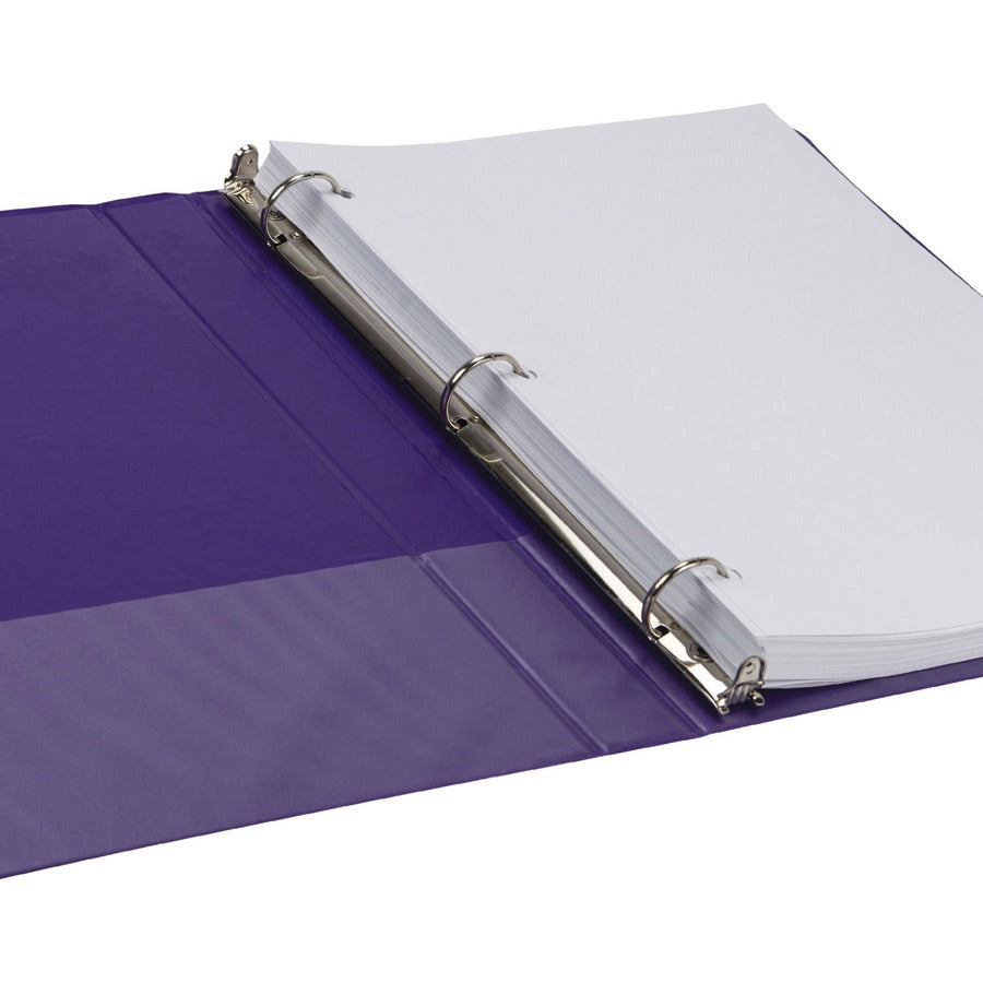 Samsill Earth's Choice Plant-based View Binders, 1" Capacity, 3 Round Rings, Letter Size, 200 Sheet Capacity, 2 Internal Pockets, Purple, 2 Pack