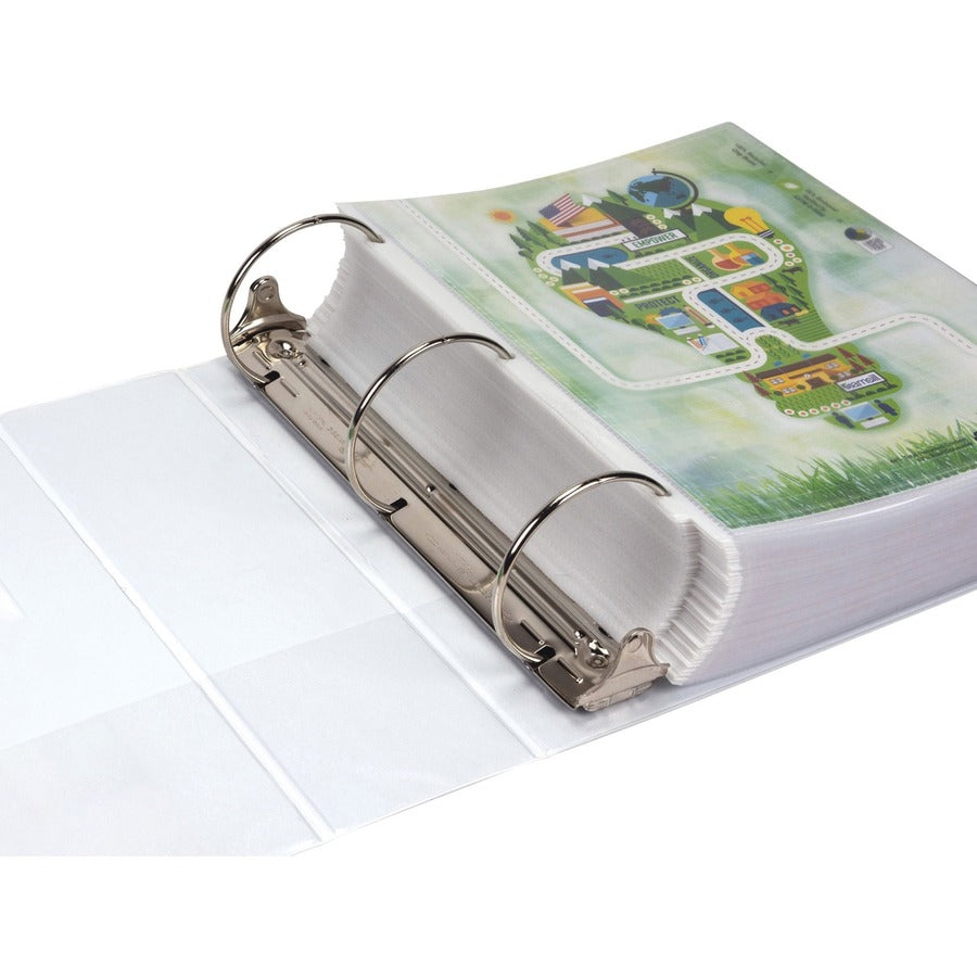 Samsill Earth's Choice Plant-based Durable View Binder, 4" Capacity, 3 Round Rings, Letter Size, Holds 675 Sheets, 2 Internal Pockets, White, 1 Each