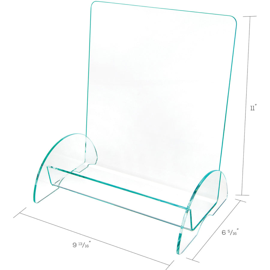 Support 9.25" x 3.25" Media - 11" Height x 9.8" Width x 6.3" Depth - Acrylic - Clear, Green Tint - Durable, Lightweight - 1 Each