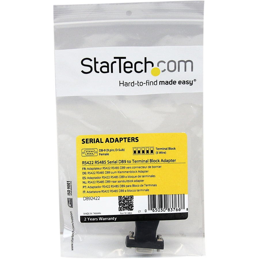 StarTech.com RS422 RS485 Serial DB-9 to Terminal Block Adapter