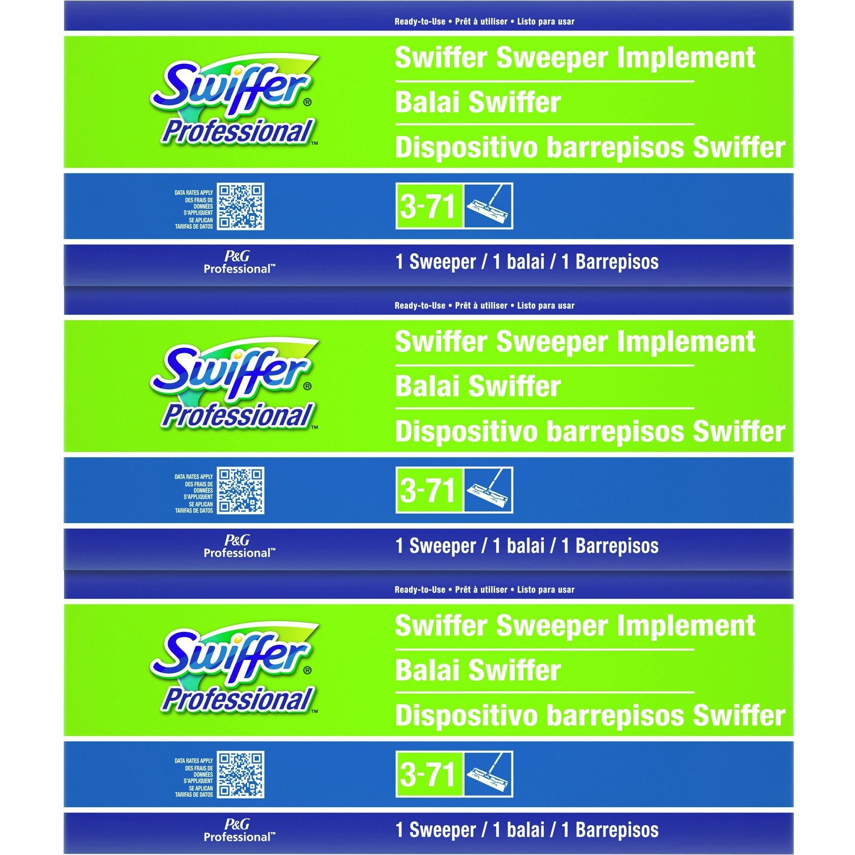 Swiffer Professional Sweeper - 10" Width Head - Swivel Head, Lightweight - Green - 3 / Carton