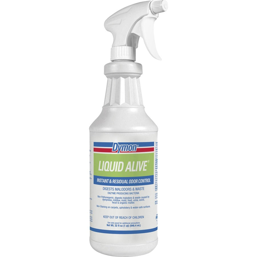 Dymon Liquid Alive Instant Odor Digester - For Multipurpose - 32 fl oz (1 quart) - Recommended For: Odor Remover - Non-toxic - White Bottle - 1 Each