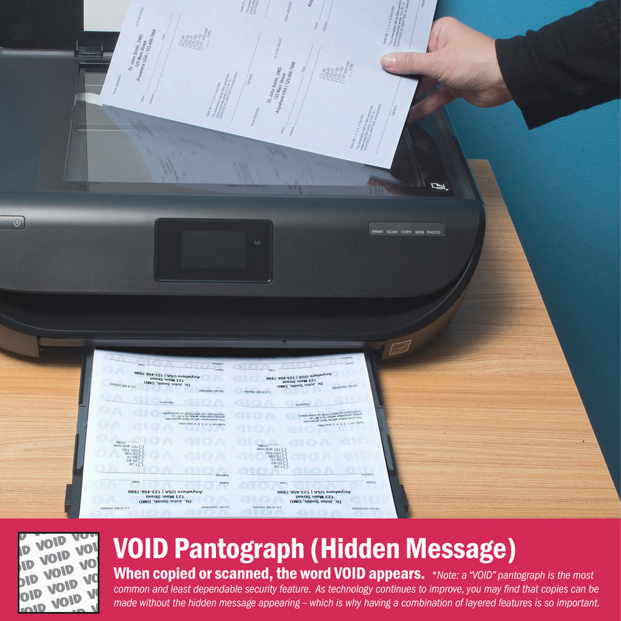 Letter - 8 1/2" x 11" - 24 lb Basis Weight - Tamper Resistant, Watermarked, Chemical Reactive, CMS Approved - Blue - 500 / Ream