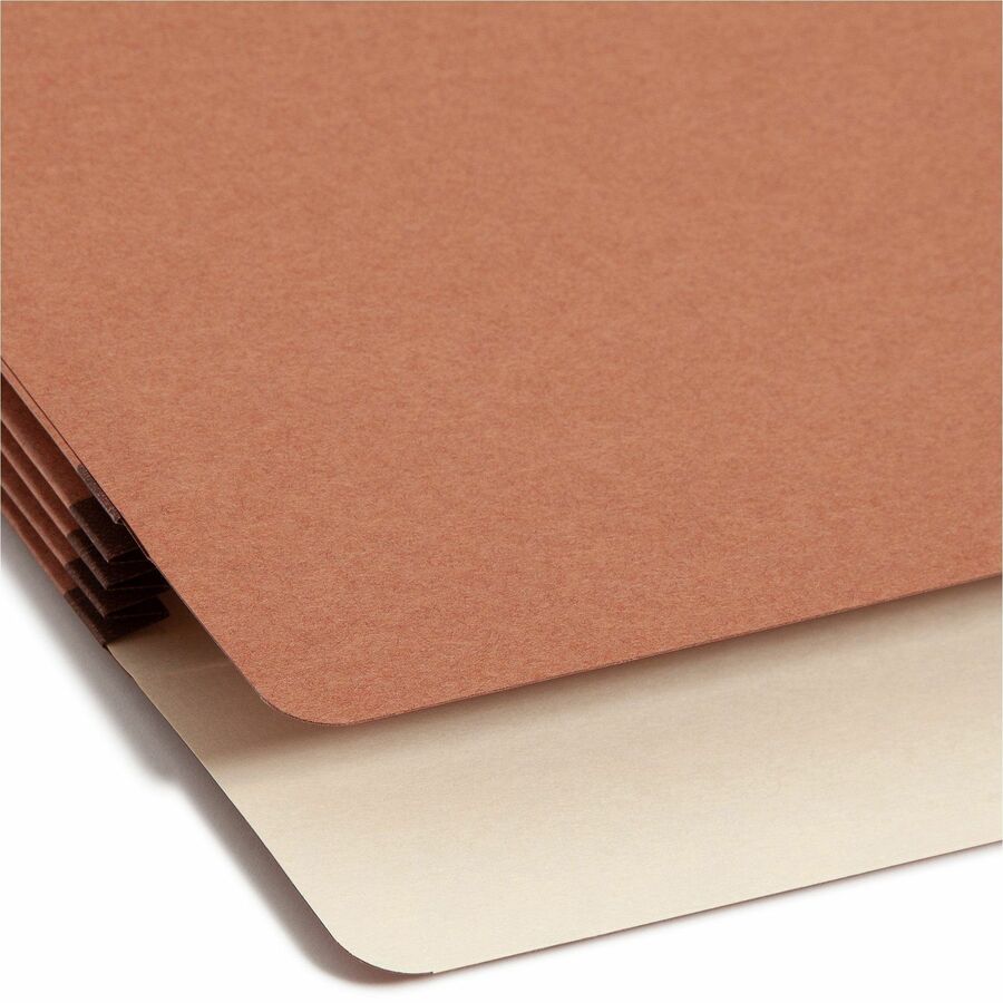 Smead SuperTab Straight Tab Cut Letter Recycled File Pocket - 8 1/2" x 11" - 3 1/2" Expansion - Redrope - Tear Resistant, Reinforced Gusset - 30% Recycled - 25 / Box