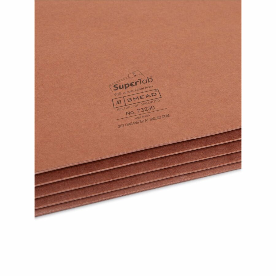 Smead SuperTab Straight Tab Cut Letter Recycled File Pocket - 8 1/2" x 11" - 3 1/2" Expansion - Redrope - Tear Resistant, Reinforced Gusset - 30% Recycled - 25 / Box