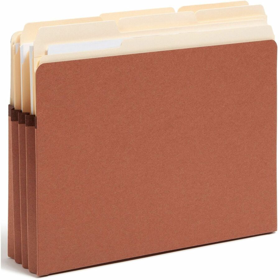 Smead SuperTab Straight Tab Cut Letter Recycled File Pocket - 8 1/2" x 11" - 3 1/2" Expansion - Redrope - Tear Resistant, Reinforced Gusset - 30% Recycled - 25 / Box
