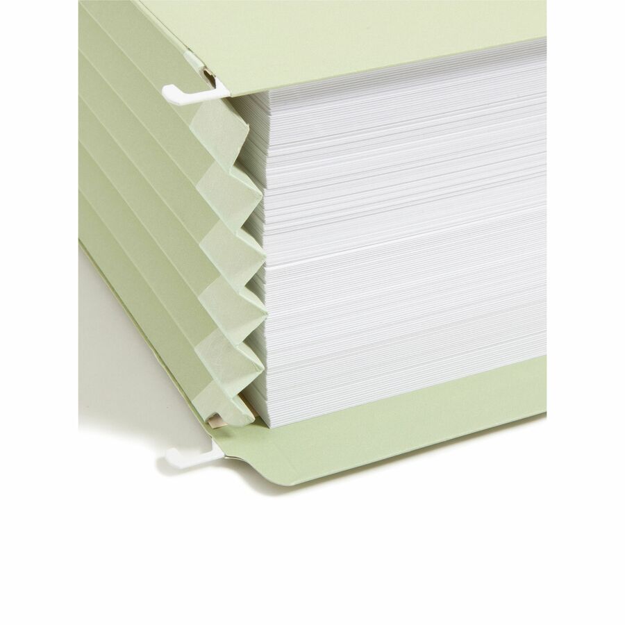 Smead FasTab 1/3 Tab Cut Legal Recycled Hanging Folder - 8 1/2" x 14" - 5 1/4" Expansion - Top Tab Location - Assorted Tab Position - 11 pt. - Moss - Heavy Duty, Reinforced Tab - 10% Recycled - 9 / Box