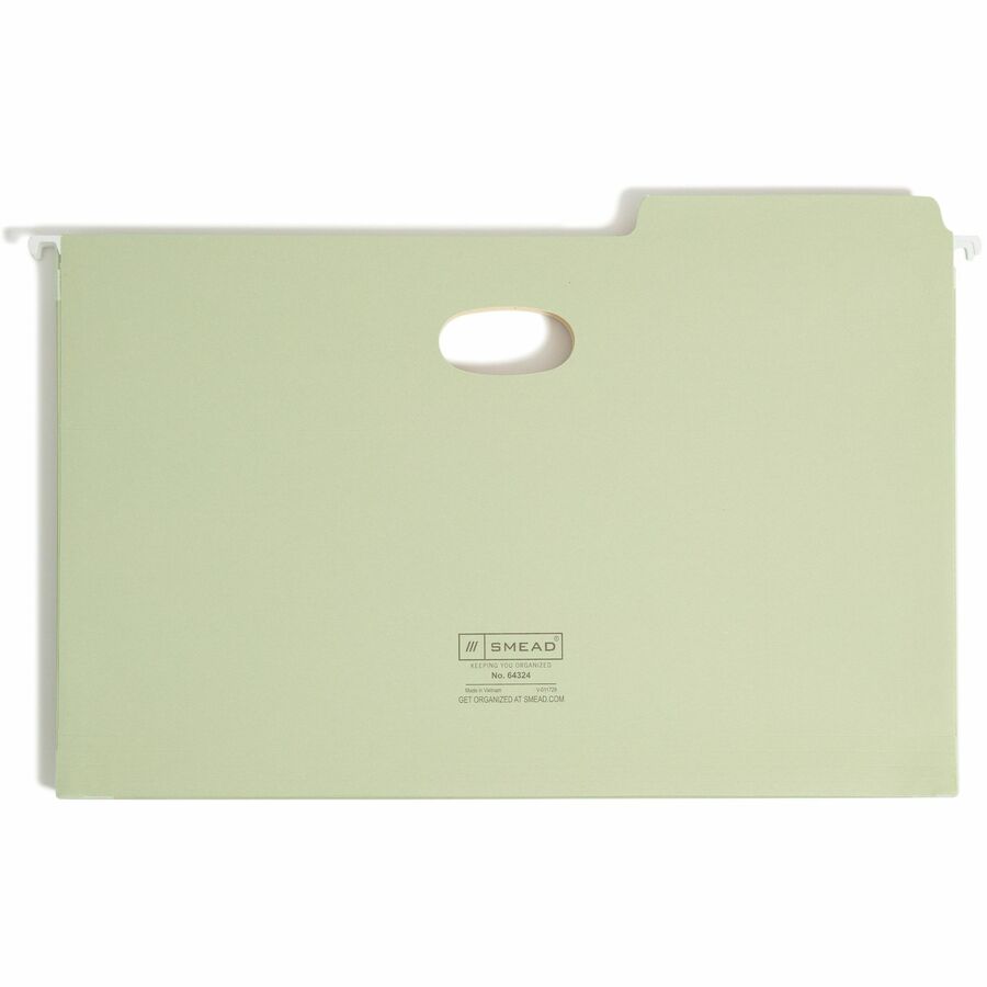 Smead FasTab 1/3 Tab Cut Legal Recycled Hanging Folder - 8 1/2" x 14" - 5 1/4" Expansion - Top Tab Location - Assorted Tab Position - 11 pt. - Moss - Heavy Duty, Reinforced Tab - 10% Recycled - 9 / Box