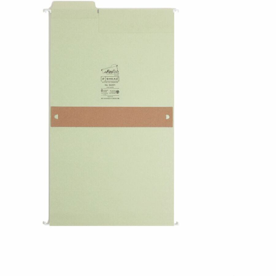Smead FasTab 1/3 Tab Cut Letter Recycled Hanging Folder - 8 1/2" x 11" - 2" Expansion - Top Tab Location - Assorted Tab Position - 11 pt. - 2 Plys - Moss - Reinforced Tab - 10% Recycled - 20 / Box
