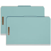 Smead Legal Size 2/5 Tab Cut Blue Pressboard Classification Folder, 2" Expansion, 6 Fasteners, 2 Dividers, 100% Recycled, Heavy Duty, 10/Box, 5 Carton