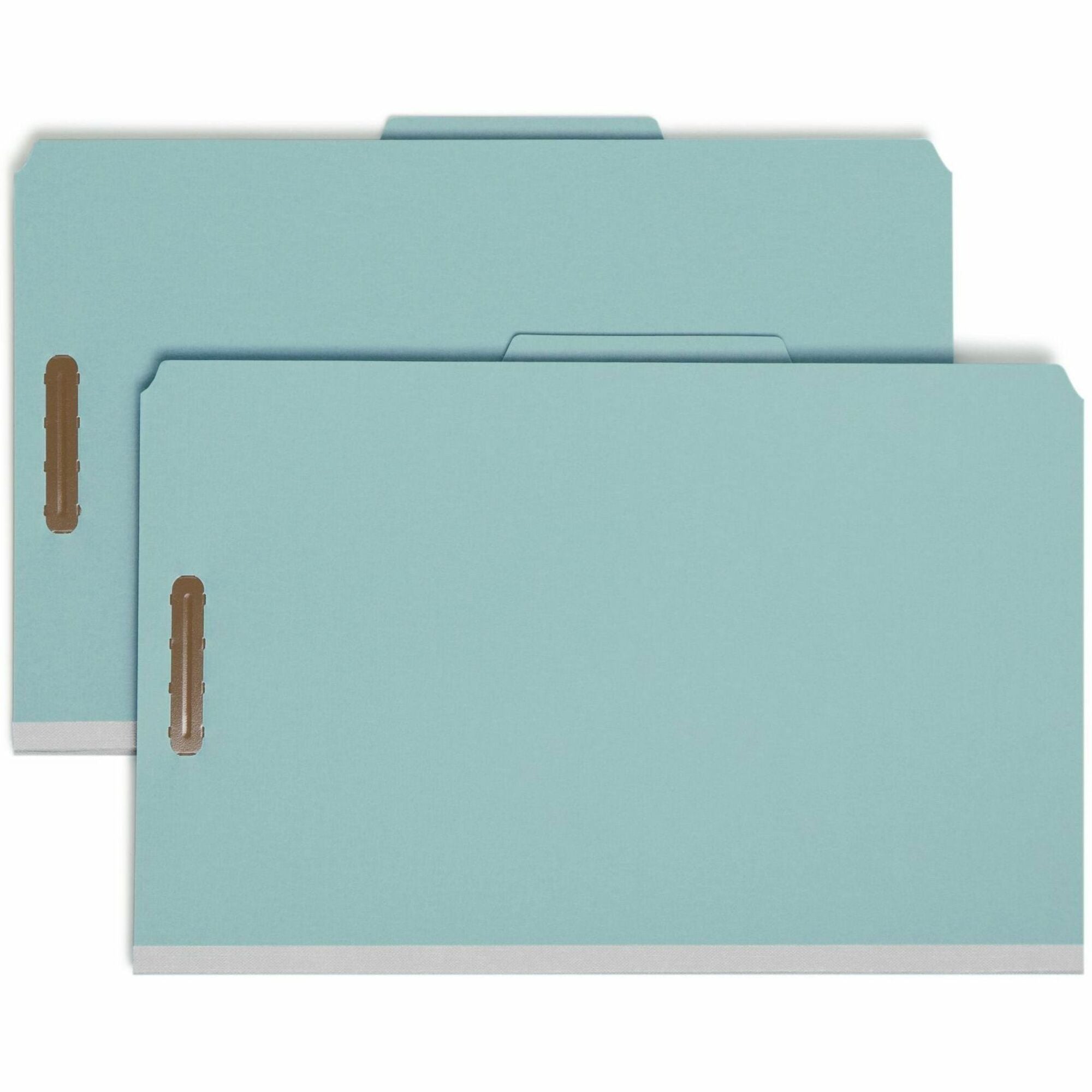 Smead Legal Size 2/5 Tab Cut Blue Pressboard Classification Folder, 2" Expansion, 6 Fasteners, 2 Dividers, 100% Recycled, Heavy Duty, 10/Box, 5 Carton
