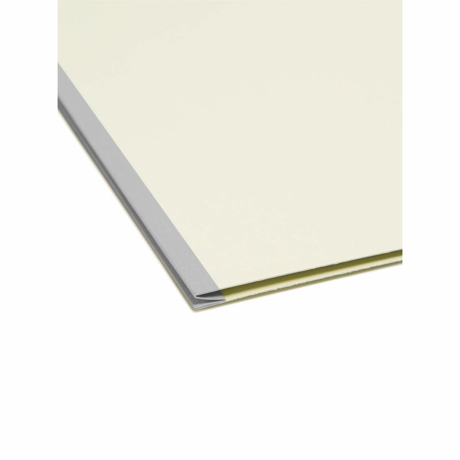 Smead 1/3 Tab Cut Letter Size Recycled Fastener Folders, 8.5" x 11", 1" Expansion, 2 x 2" Fasteners, Assorted Top Tabs, Pressboard, Gray/Green, Tear Resistant Gusset, 25/Box