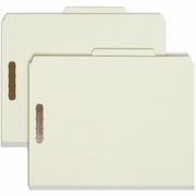 Smead 2/5 Tab Cut Letter Size Recycled Pressboard Classification Folders, 2" Expansion, 2 Dividers, 2 Fasteners, Gray/Green, Heavy Duty, Tear Resistant, 100% Recycled, 10/Box