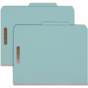 Smead 2/5 Tab Cut Letter Size Recycled Classification Folders, 2" Expansion, 2 Dividers, 2 Fasteners, Blue, Pressboard, Tear-Resistant Gusset, 100% Recycled, 10/Box