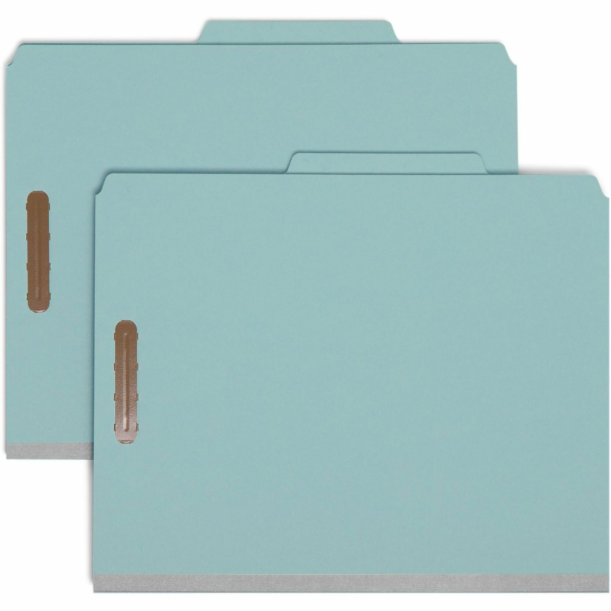 Smead 2/5 Tab Cut Letter Size Recycled Classification Folders, 2" Expansion, 2 Dividers, 2 Fasteners, Blue, Pressboard, Tear-Resistant Gusset, 100% Recycled, 10/Box