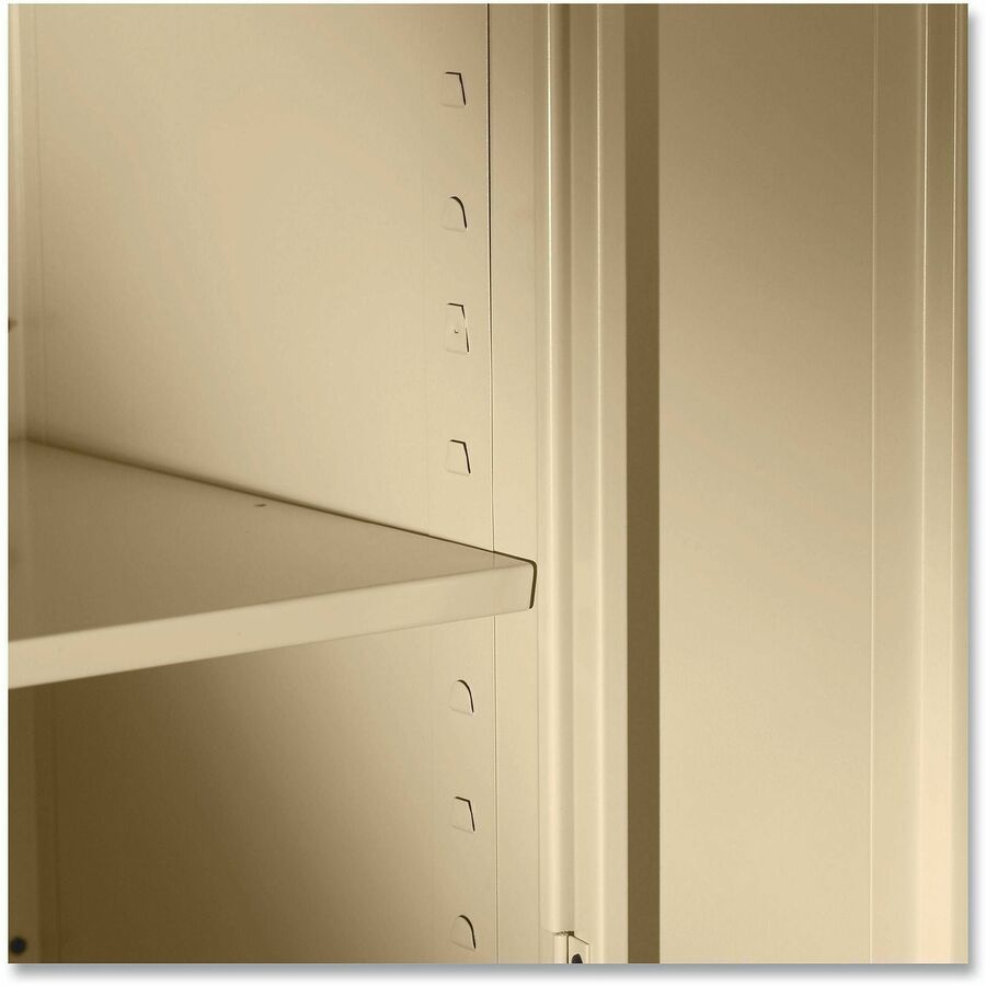 Tennsco Storage Cabinet, Unassembled, 36"W x 24"D x 78"H, 5 Shelves, 2 Doors, Heavy Duty Steel, Light Gray, 1 Each