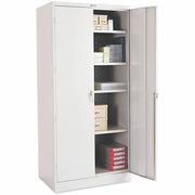 Tennsco Storage Cabinet, Unassembled, 36"W x 24"D x 78"H, 5 Shelves, 2 Doors, Heavy Duty Steel, Light Gray, 1 Each