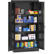 Tennsco Standard Black Storage Cabinet, 36"W x 18"D x 72"H, 5 Shelves (4 Adjustable, 1 Fixed), 2 Doors, Steel, Powder Coated, 1 Each