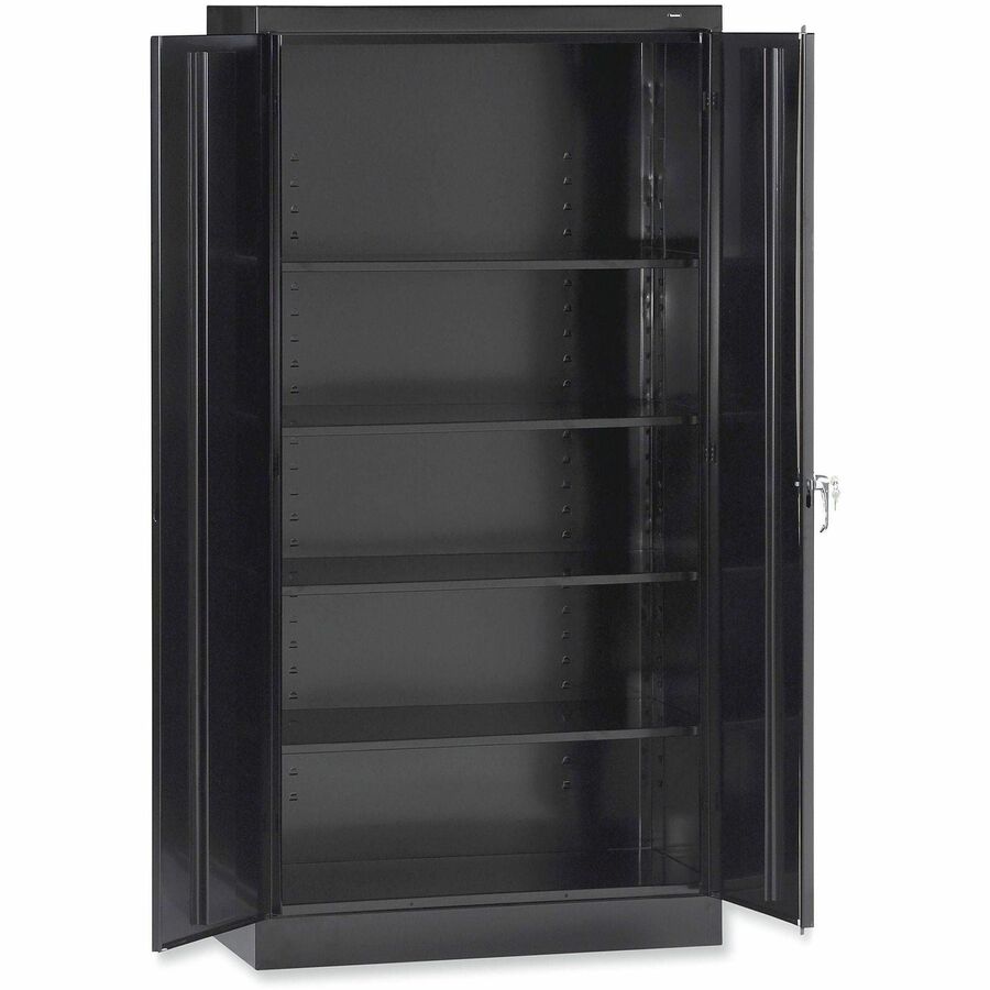Tennsco Standard Black Storage Cabinet, 36"W x 18"D x 72"H, 5 Shelves (4 Adjustable, 1 Fixed), 2 Doors, Steel, Powder Coated, 1 Each