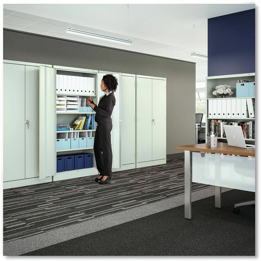Tennsco Standard Black Storage Cabinet, 36"W x 18"D x 72"H, 5 Shelves (4 Adjustable, 1 Fixed), 2 Doors, Steel, Powder Coated, 1 Each