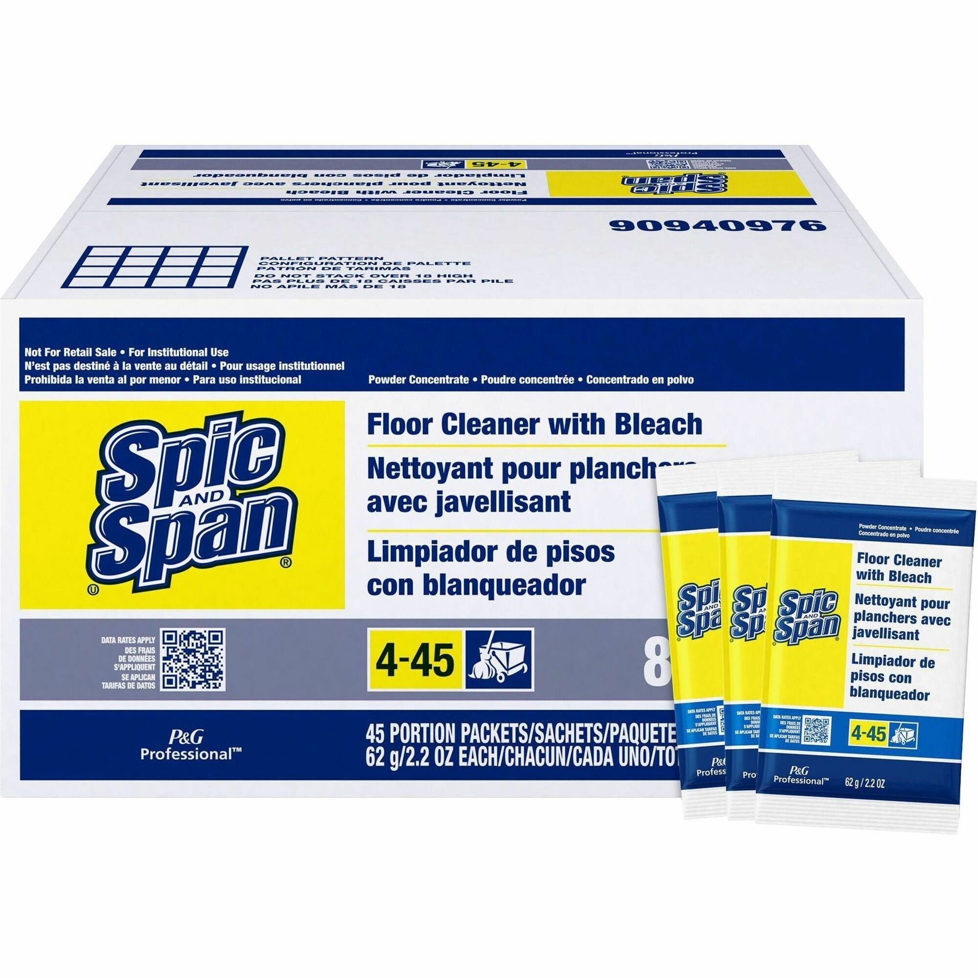 For Multipurpose - 2.20 oz (0.14 lb) - Recommended For: Grease Remover, Soil Remover - Deodorize, Phosphate-free, Heavy Duty - White - 45 / Carton