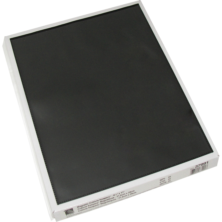 C-Line 8-1/2"x11" Magnetic Cubicle Keepers Pockets - 11" Height x 8.5" Width - Polypropylene - Clear, Black - 1 Box