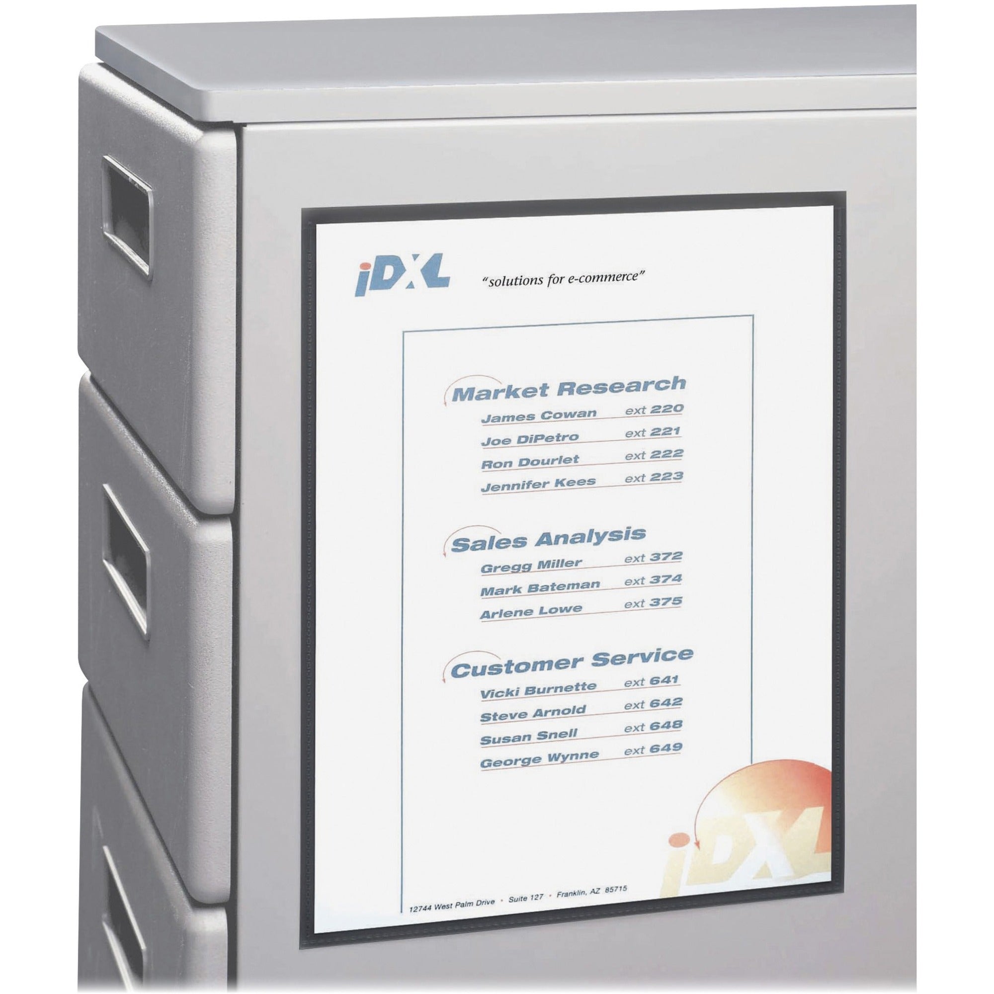 C-Line 8-1/2"x11" Magnetic Cubicle Keepers Pockets - 11" Height x 8.5" Width - Polypropylene - Clear, Black - 1 Box