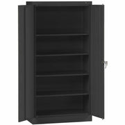 Tennsco Storage Cabinet, Unassembled, 36"W x 24"D x 78"H, 5 Shelves (4 Adjustable, 1 Fixed), 2 Standard Doors, Heavy Duty Steel, Black, 1 Each
