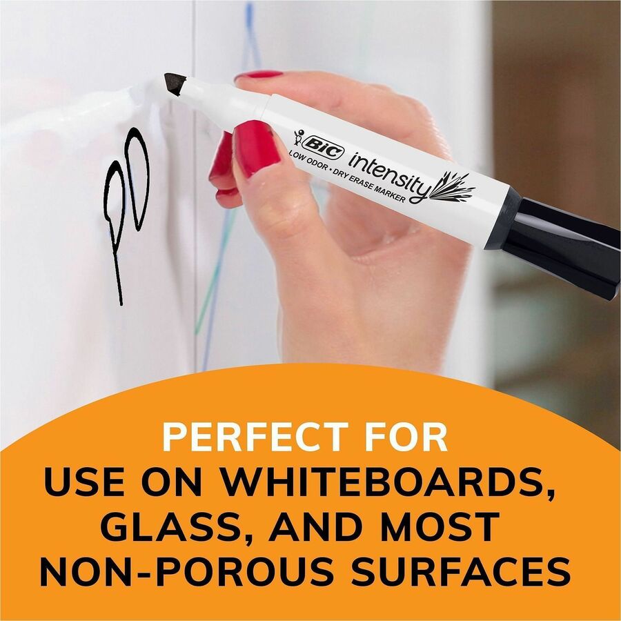 BIC Intensity Low Odor Dry Erase Markers - Chisel Marker Point - Blue Ink - 1 Dozen