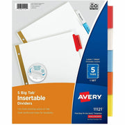 Avery 5-Tab Binder Dividers, Insertable Multicolor Big Tabs, 1 Set (11121)