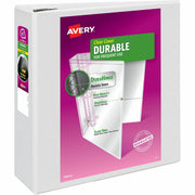 Avery Durable View 3 Ring Binder, 4" EZD Rings, 1 White Binder