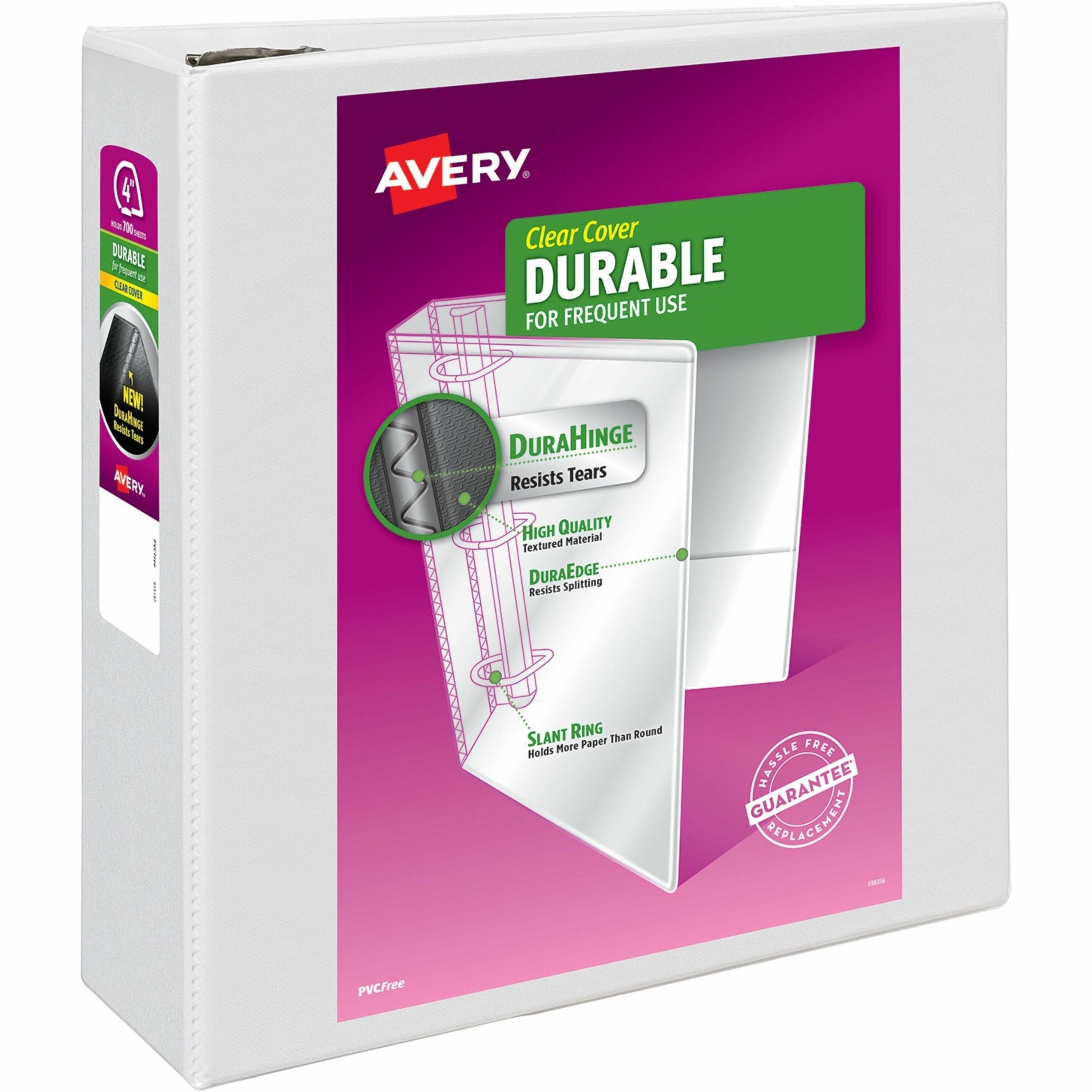 Avery Durable View 3 Ring Binder, 4" EZD Rings, 1 White Binder
