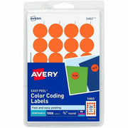 Avery 3/4" Round Removable Color Coding Labels, Orange, 24 Labels/Sheet, 42 Sheets, 1008 Labels/Pack, Laser/Inkjet Printable, Paper, Matte Finish