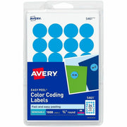3/4" Diameter - Removable Adhesive - Round - Laser, Inkjet - Light Blue - Paper - Removable, Residue-free, Peel & Stick - 24 / Sheet - 42 Total Sheets - 1008 Total Label(s) - 1 Pack