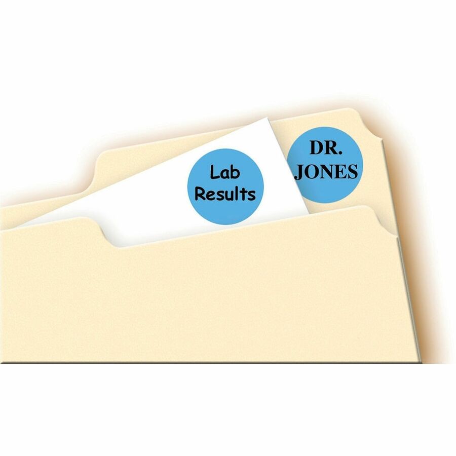 3/4" Diameter - Removable Adhesive - Round - Laser, Inkjet - Light Blue - Paper - Removable, Residue-free, Peel & Stick - 24 / Sheet - 42 Total Sheets - 1008 Total Label(s) - 1 Pack