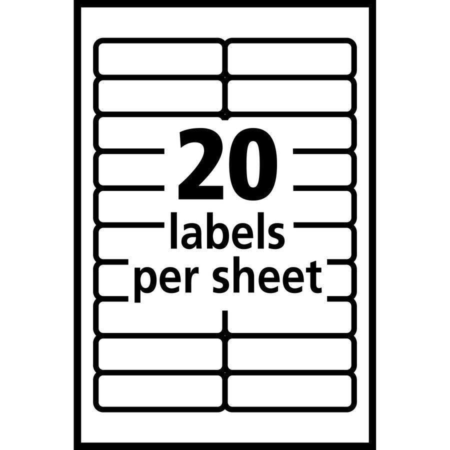 1/2" Height x 1 3/4" Width - Removable Adhesive - Rectangle - Laser, Inkjet - White - Paper - 20 / Sheet - 42 Total Sheets - 840 Total Label(s)