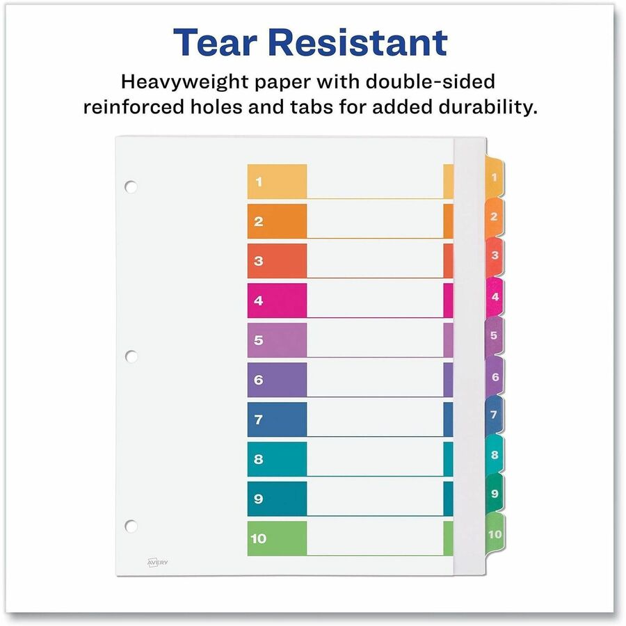 Avery Extra-Wide Dividers, 10 Tabs, Ready Index (11165)