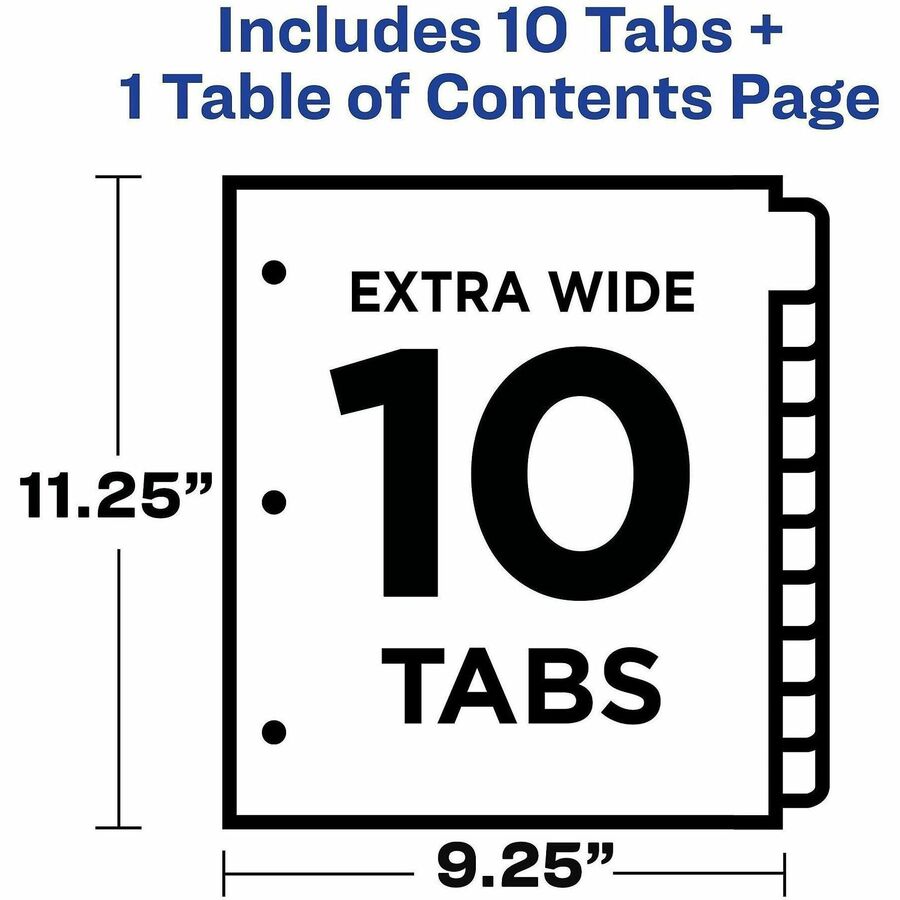 Avery Extra-Wide Dividers, 10 Tabs, Ready Index (11165)
