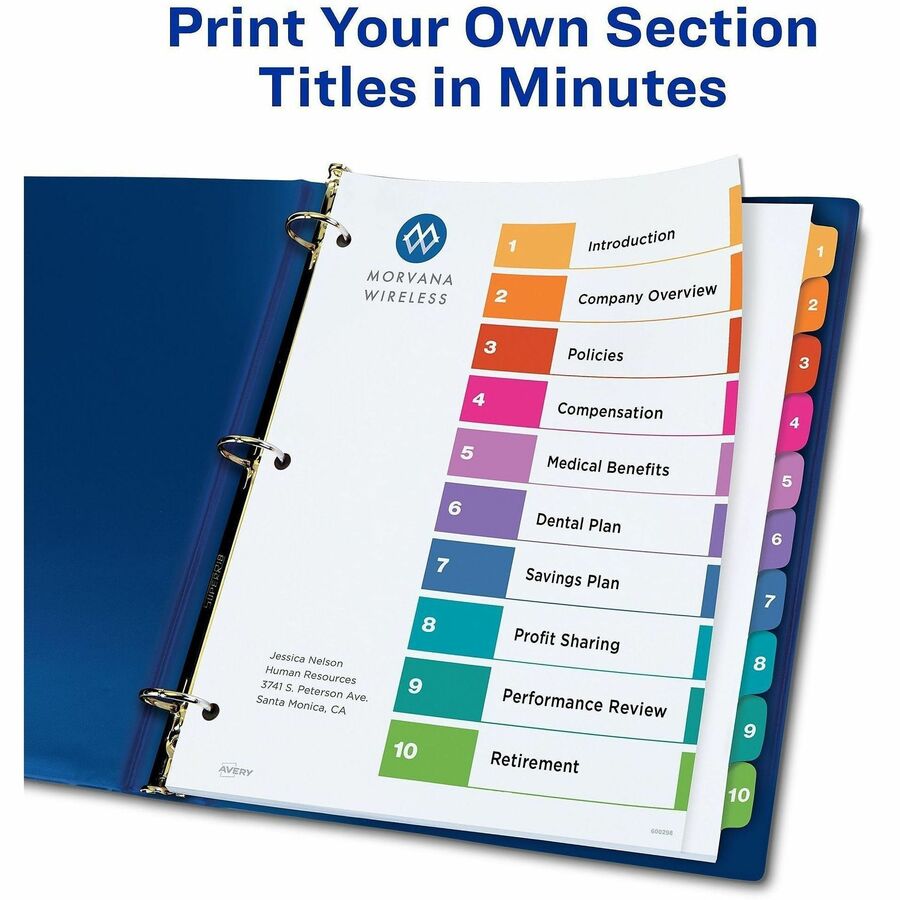 Avery Extra-Wide Dividers, 10 Tabs, Ready Index (11165)