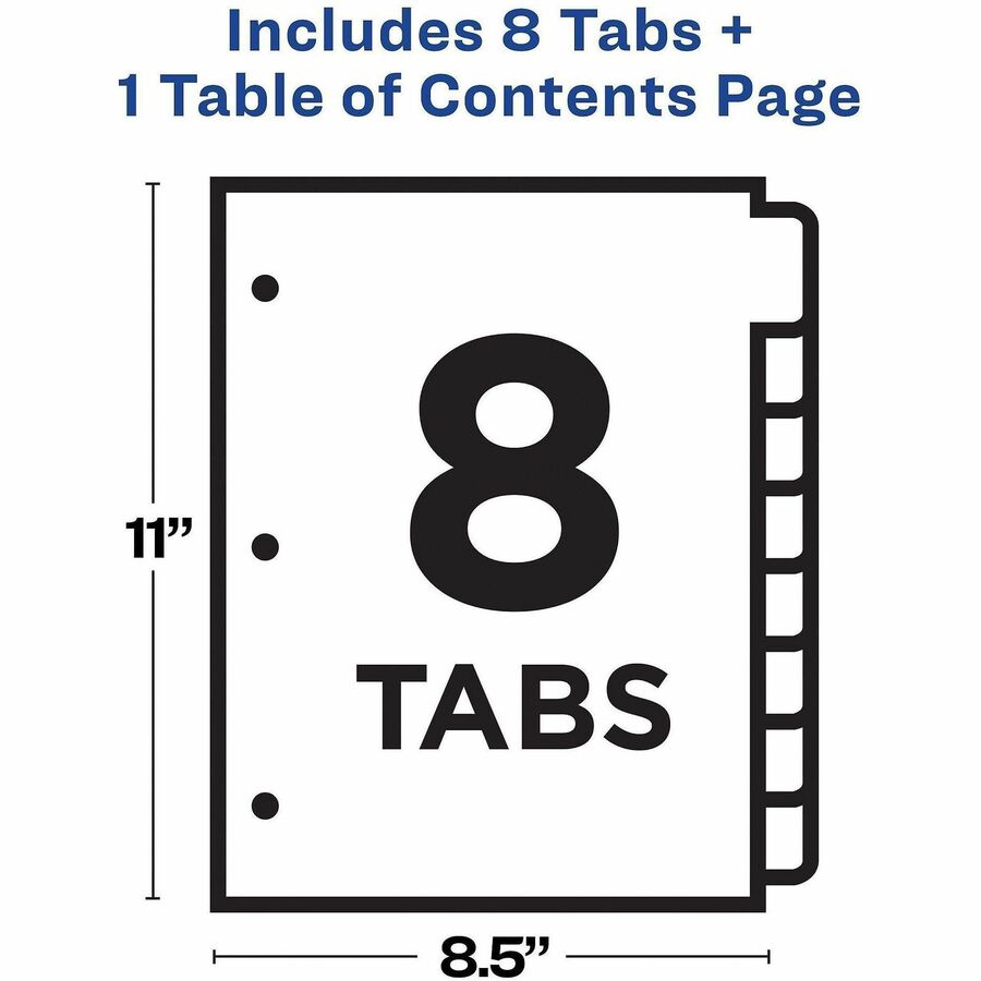 Avery Binder Dividers, 8 Tabs, Ready Index (11132)