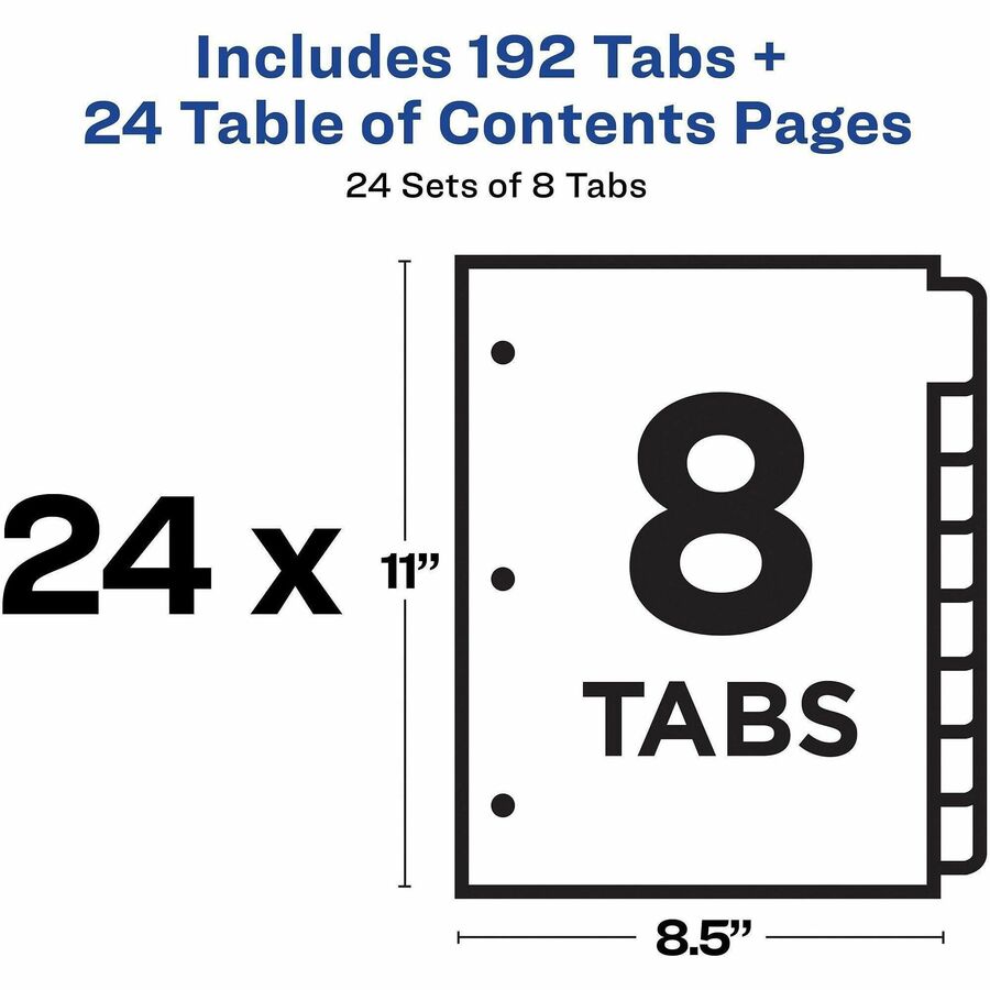 Avery Dividers, 8 Tabs, Ready Index (24 Sets of 11168)