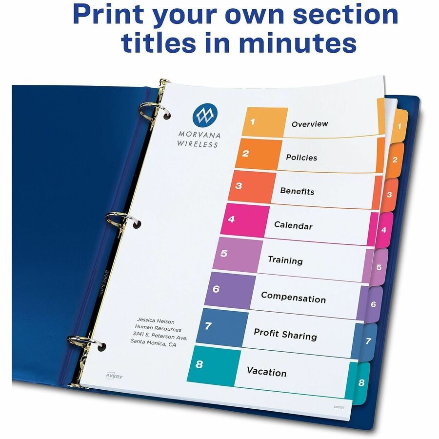 Avery Dividers, 8 Tabs, Ready Index (24 Sets of 11168)