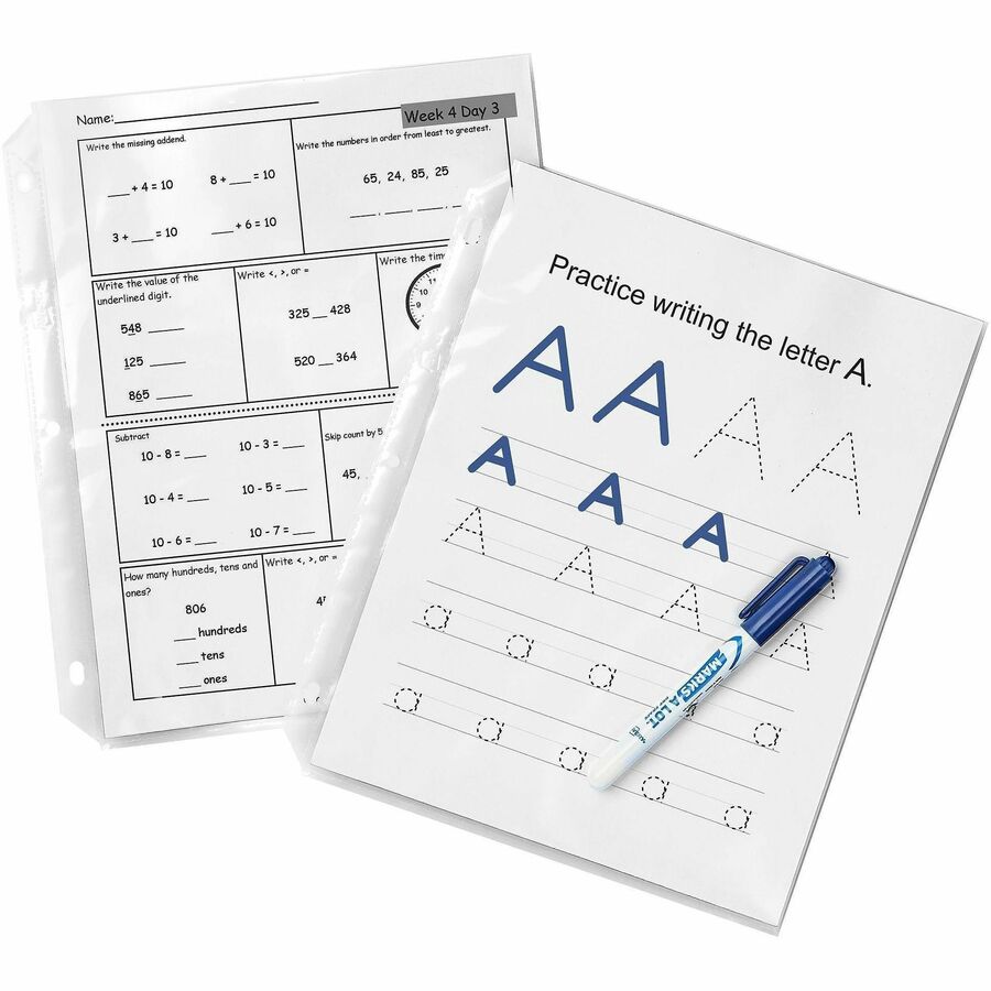 For Letter 8 1/2" x 11" Sheet - 3 x Holes - Ring Binder - Top Loading - Clear - Polypropylene, Plastic - 1 Box