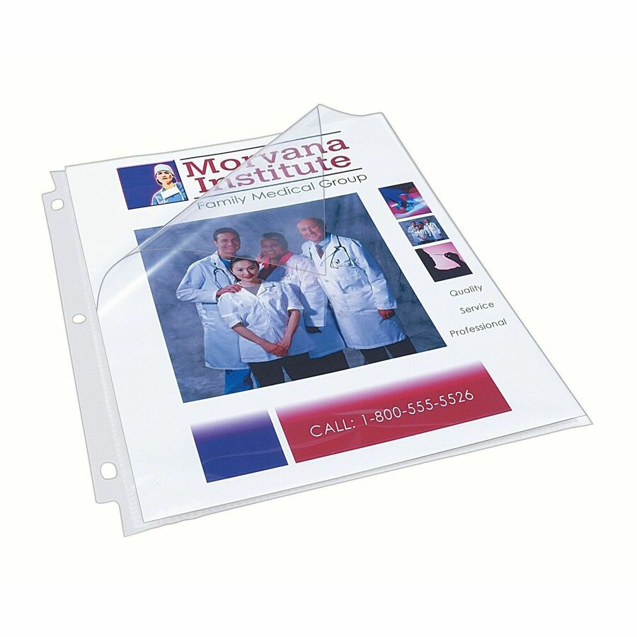 For Letter 8 1/2" x 11" Sheet - 3 x Holes - Ring Binder - Top Loading - Clear - Polypropylene, Plastic - 1 Box
