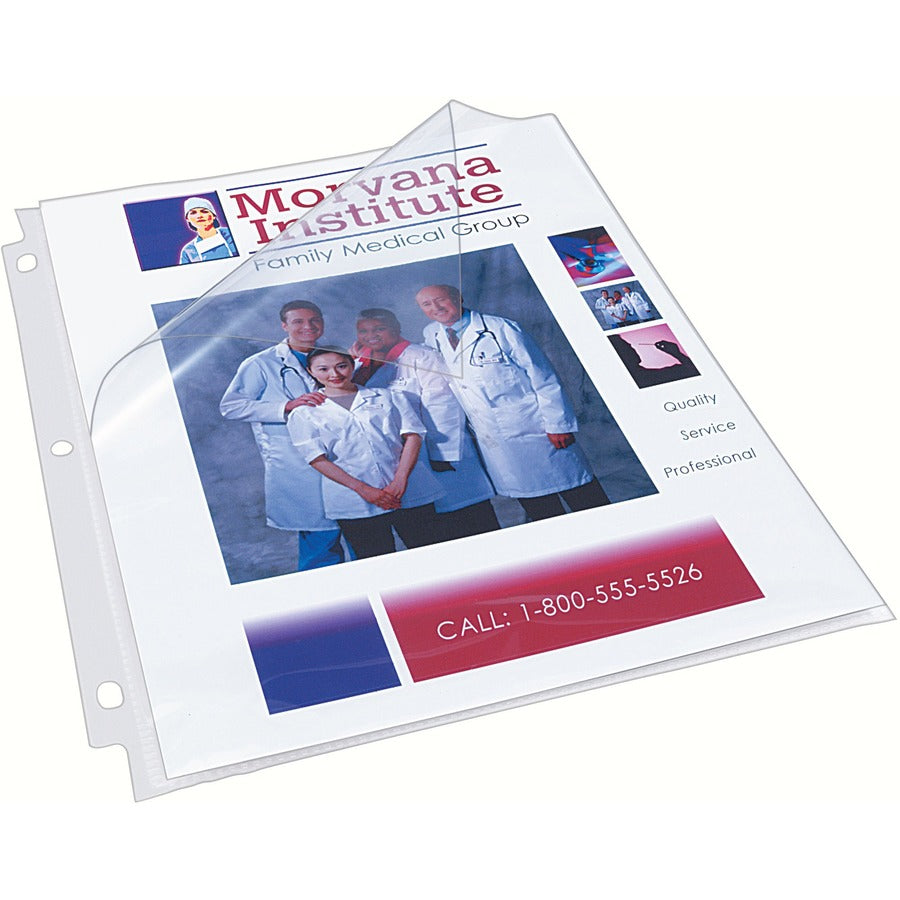 10 x Sheet Capacity - For Letter 8 1/2" x 11" Sheet - 3 x Holes - Ring Binder - Top Loading - Clear - Polypropylene - 50 / Box
