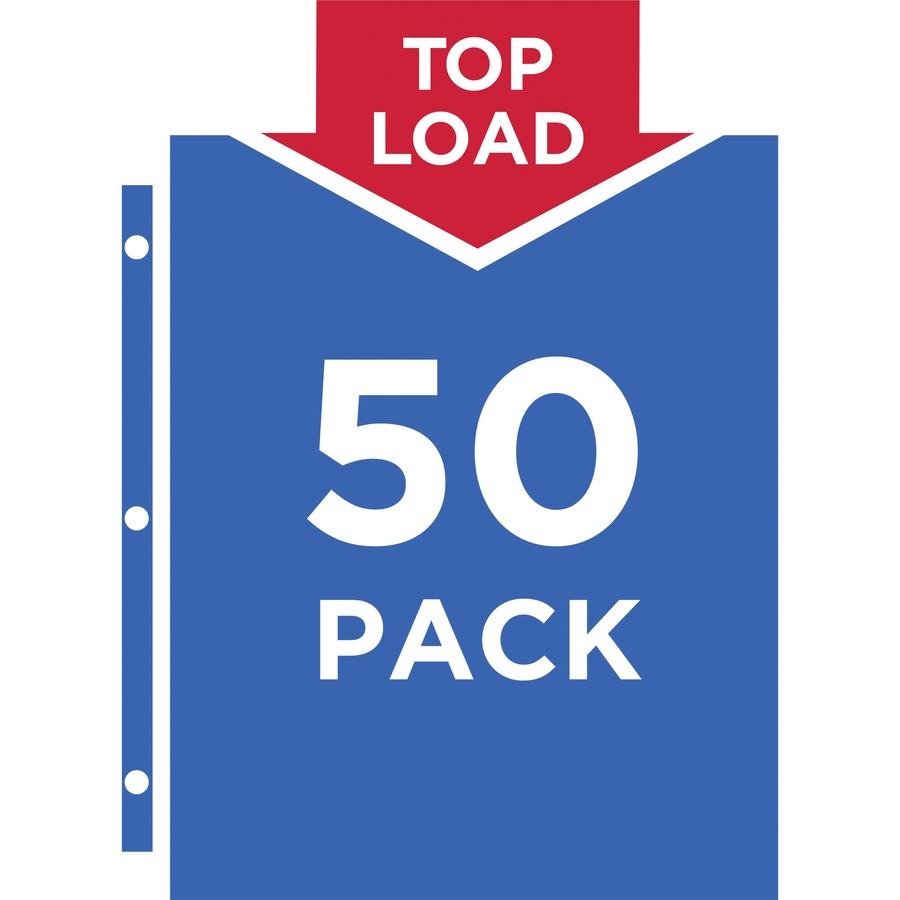 Sheet Capacity - For Letter 8 1/2" x 11" Sheet - 3 x Holes - Ring Binder - Top Loading - Diamond Clear - Polypropylene - 50 / Box