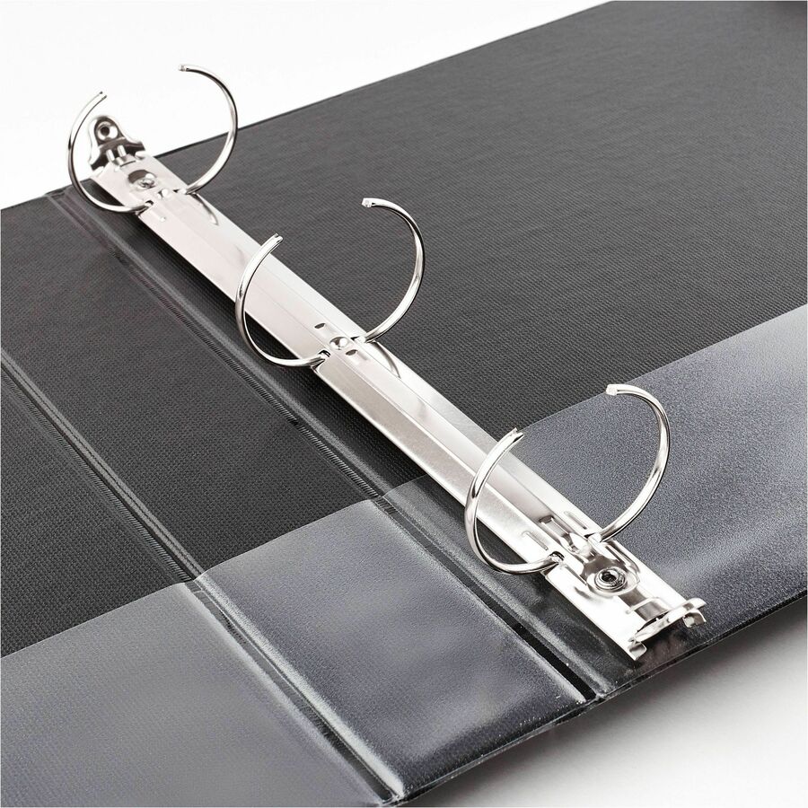 1 1/2" Binder Capacity - Letter - 8 1/2" x 11" Sheet Size - 275 Sheet Capacity - 3 Ring(s) - Fastener(s): Round Ring - Pocket(s): 2, Internal - Polypropylene - Black - Recycled - Pocket - 1 Each