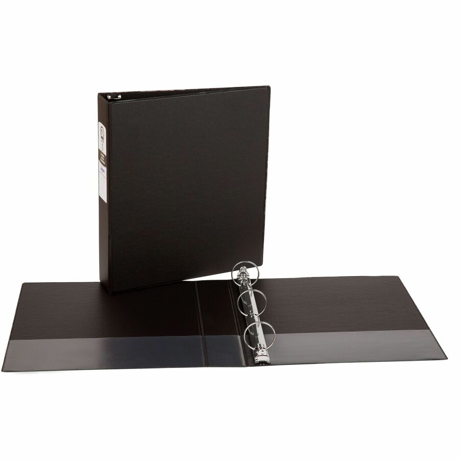 1 1/2" Binder Capacity - Letter - 8 1/2" x 11" Sheet Size - 275 Sheet Capacity - 3 Ring(s) - Fastener(s): Round Ring - Pocket(s): 2, Internal - Polypropylene - Black - Recycled - Pocket - 1 Each